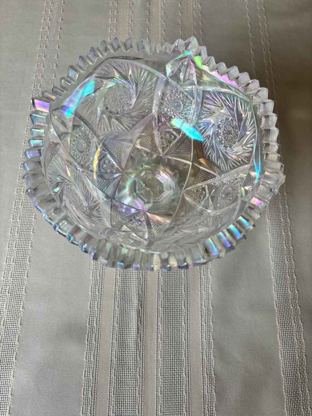 Vintage L.E. Smith Aztec Heritage Comet in the Stars Iridescent Glass Bowl 6.5"